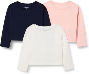 Amazon Essentials Girls’ Long-Sleeve T-Shirts (Pack of 3)