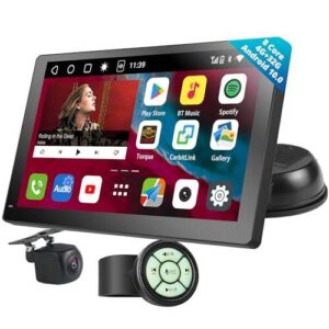 P9 4G LTE CarPlay Screen for Car, RevcarX 7 inch Portable Android Car Stereo with 1080P Rear Camera, Wireless CarPlay & Android Auto, Portable Touch Screen GPS Navigation,4G+32G,HDMI Input, SWC