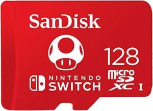 SanDisk 128GB microSDXC card for Nintendo Switch consoles, Nintendo Licensed Product, up to 100 MB/s, more place for games, UHS-I, Class 10, U3, Super Mario Super Mushroom