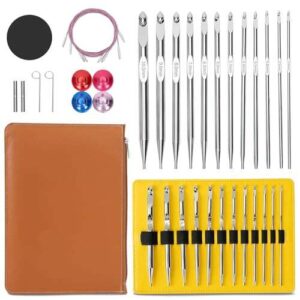 26 Piece Tunisian Crochet Hooks Set with Cable, Ergonomic Crochet Hooks, Crochet Set for Beginners, Nickel-Plated Aluminum Crochet Hooks, for Beginners, with Storage Bag, 3mm-10mm