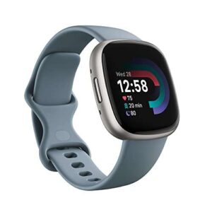 Google Fitbit Versa 4 Fitness Smartwatch with built-in GPS and up to 6 days battery life – compatible with iOS 15 or higher & Android OS 9.0 or higher, Waterfall Blue/Platinum