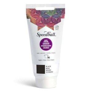 Speedball 75cc 2.5 oz Fabric Block Printing Ink Black, Oil-Based Printing Ink, Bold Opaque Colour, Bag, Clothes Printing, No Heat Set, Creative Printing, Home, Art Studio, Ink For Starter Kit