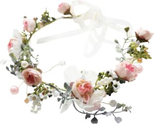 Brikuinr Rose Halo Flower Wreath Crown