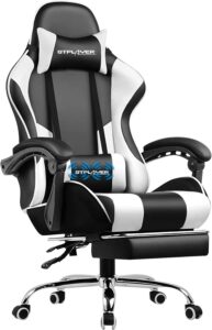 GTPLAYER Ergonomic Gaming Chair – Massage, Footrest & 360° Swivel, White