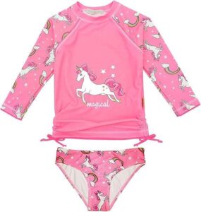 Girls Long Sleeve Rash Guard Set (UPF 50+)