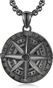 KINGWHYTE Compass Necklace S925 Sterling Silver Compass Pendant