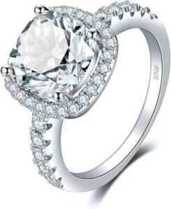 JewelryPalace Cushion Cut Halo Ring