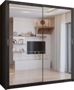Sliding Wardrobe 4U with Double Mirror & LED Light – 120cm Wenge