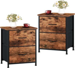 Somdot Bedside Table Set of 2 with Fabric Drawers